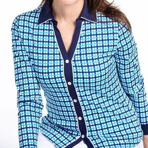 Kinona | UPF 50+ Class Act Long Sleeve Golf Shirt Mediterranean Check